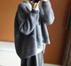 Heavyweight all-cashmere gray V-neck bat-shaped jacket