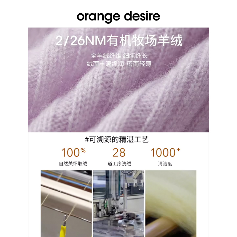 【woolab系列】orange desire羊绒圆领针织开衫女2024春季新款 - 图1