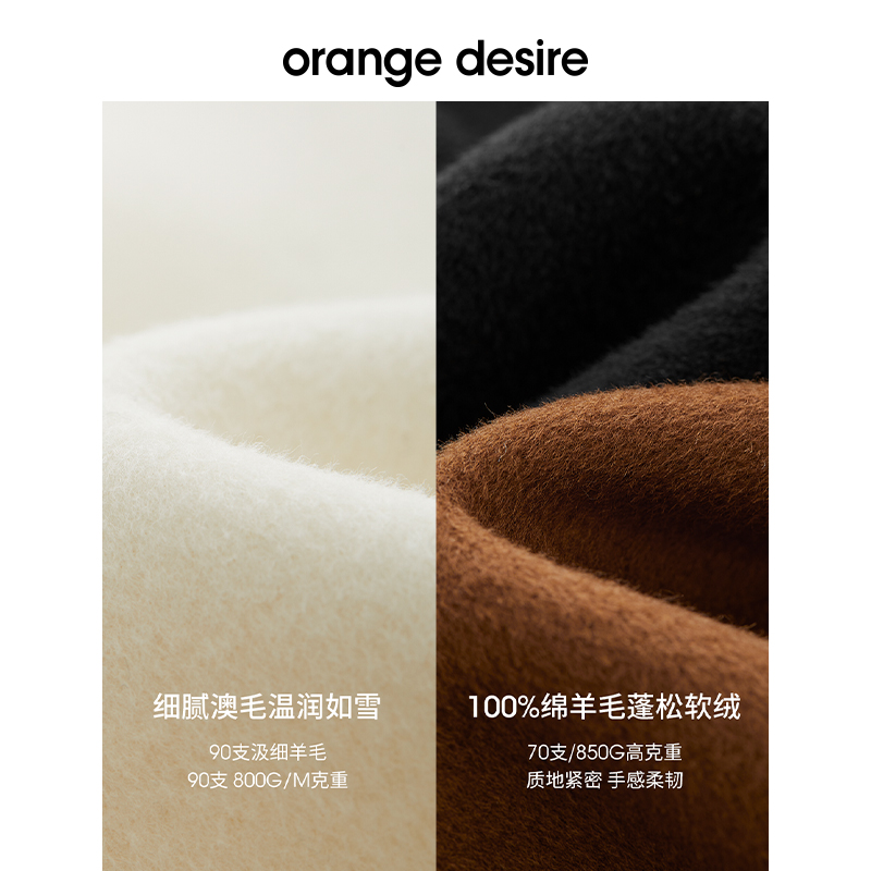 【反季全年底价】orange desire短款圆领金扣羊毛外套女2023冬新