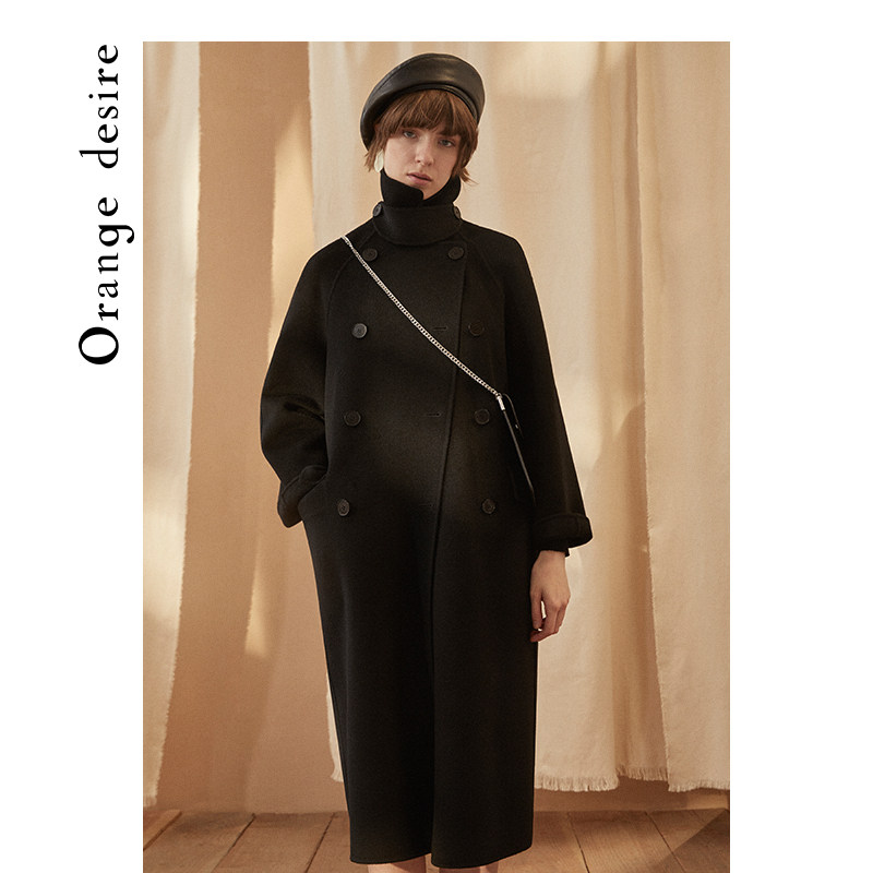 orange desire长款双面羊毛双排扣 orangedesire毛呢外套