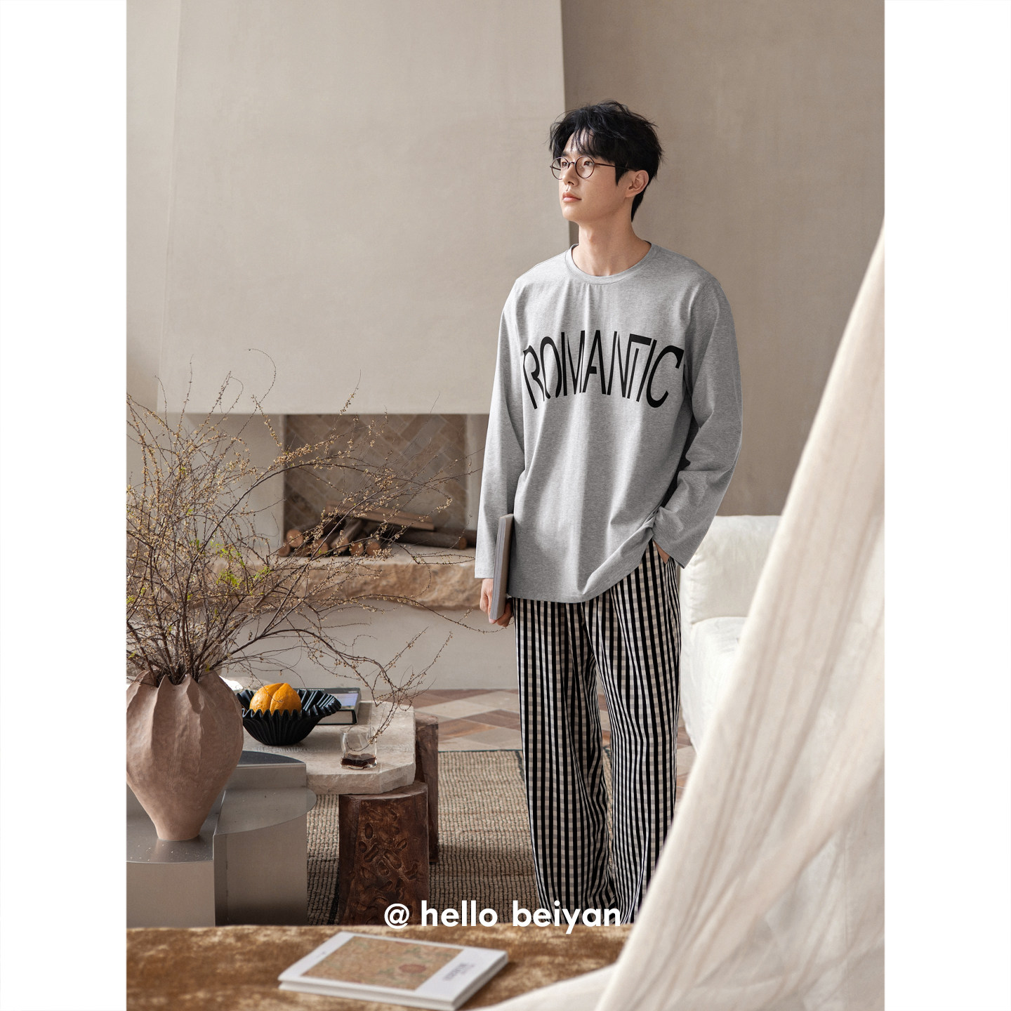 贝妍春秋新款柔软棉男士长袖睡衣休闲可外穿青少年家居服大码套装,淘宝优惠券,粉丝福利购,淘宝优惠卷