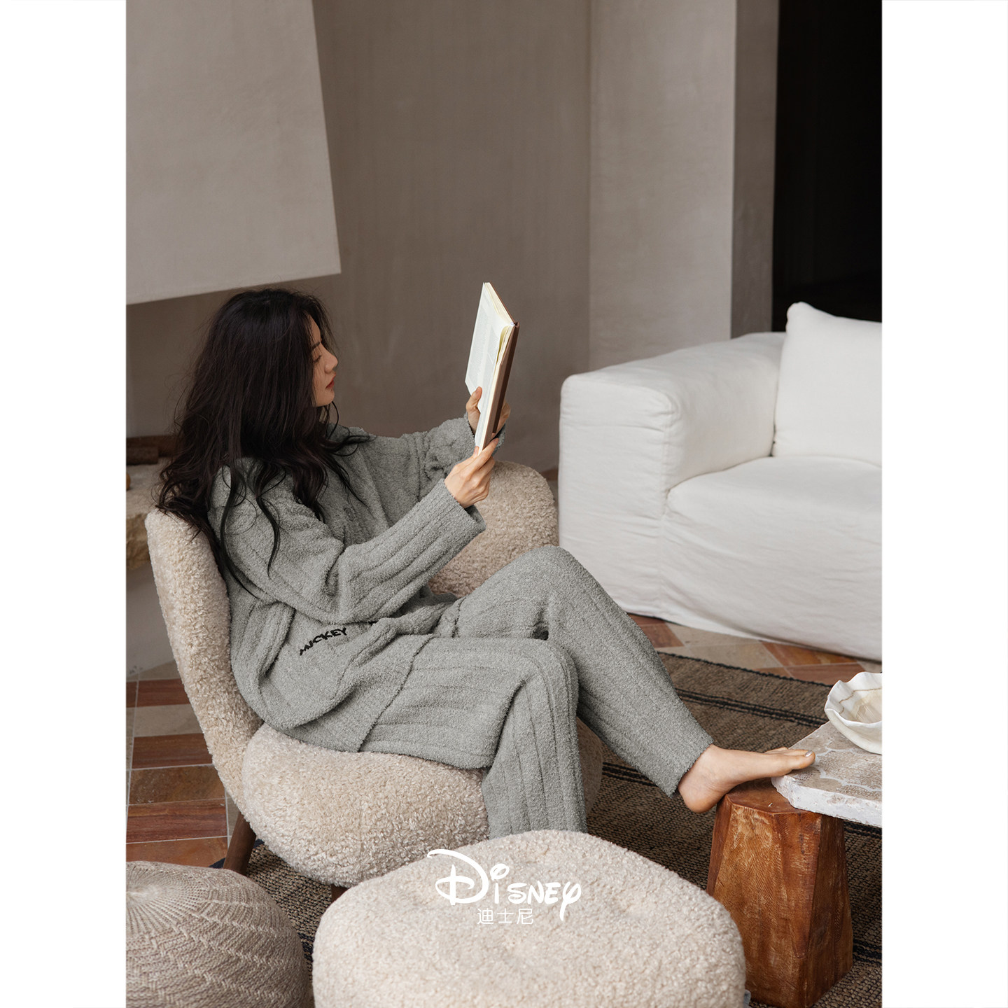 迪士尼珊瑚绒情侣睡衣女冬季保暖半边绒V领家居服男开衫加厚套装,淘宝优惠券,粉丝福利购,淘宝优惠卷