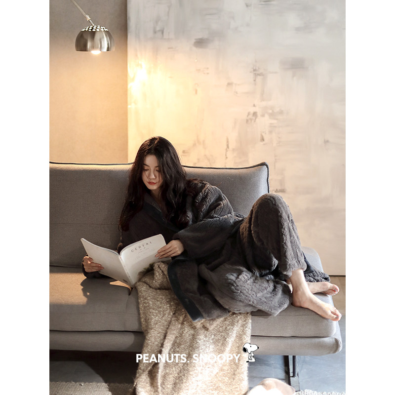 贝妍史努比冬季加绒睡袍珊瑚绒睡衣 贝妍睡衣/家居服套装