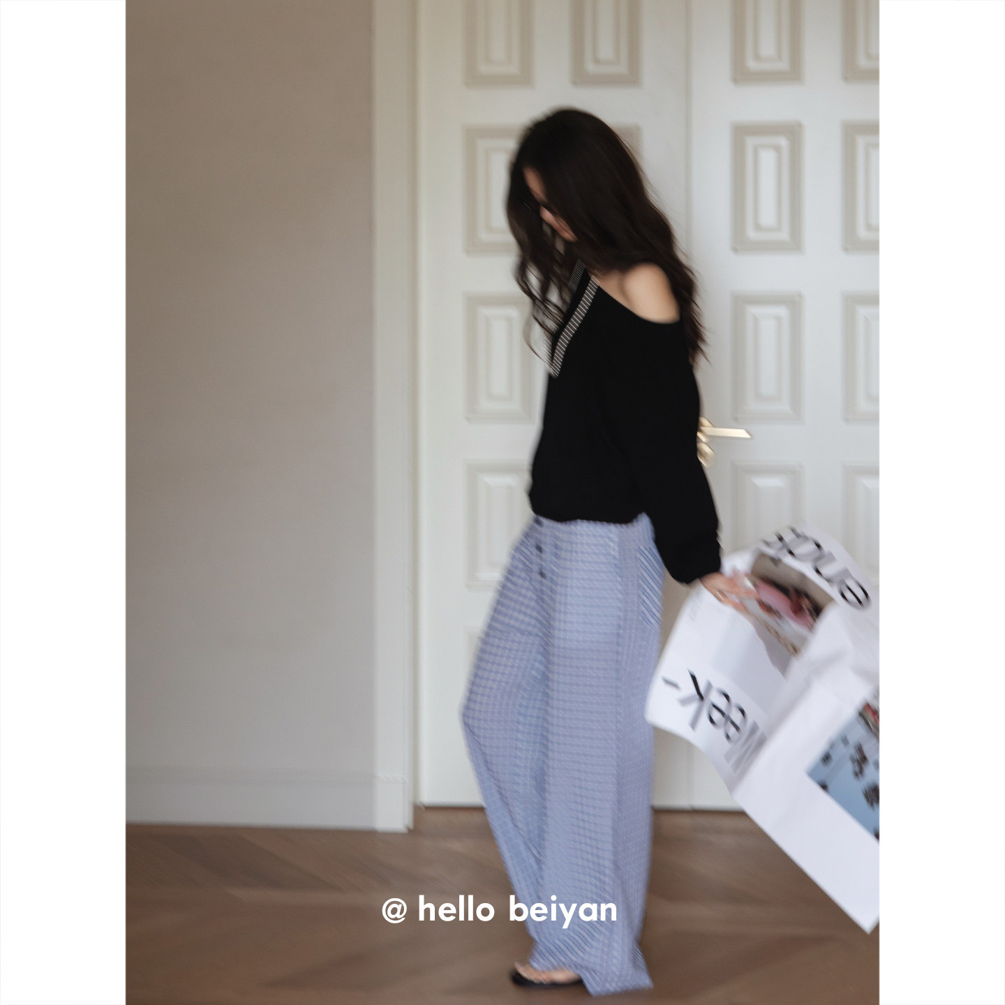 hello beiyan_松弛主义 两穿斜肩长袖睡衣女款春秋季阔腿裤家居服,淘宝优惠券,粉丝福利购,淘宝优惠卷