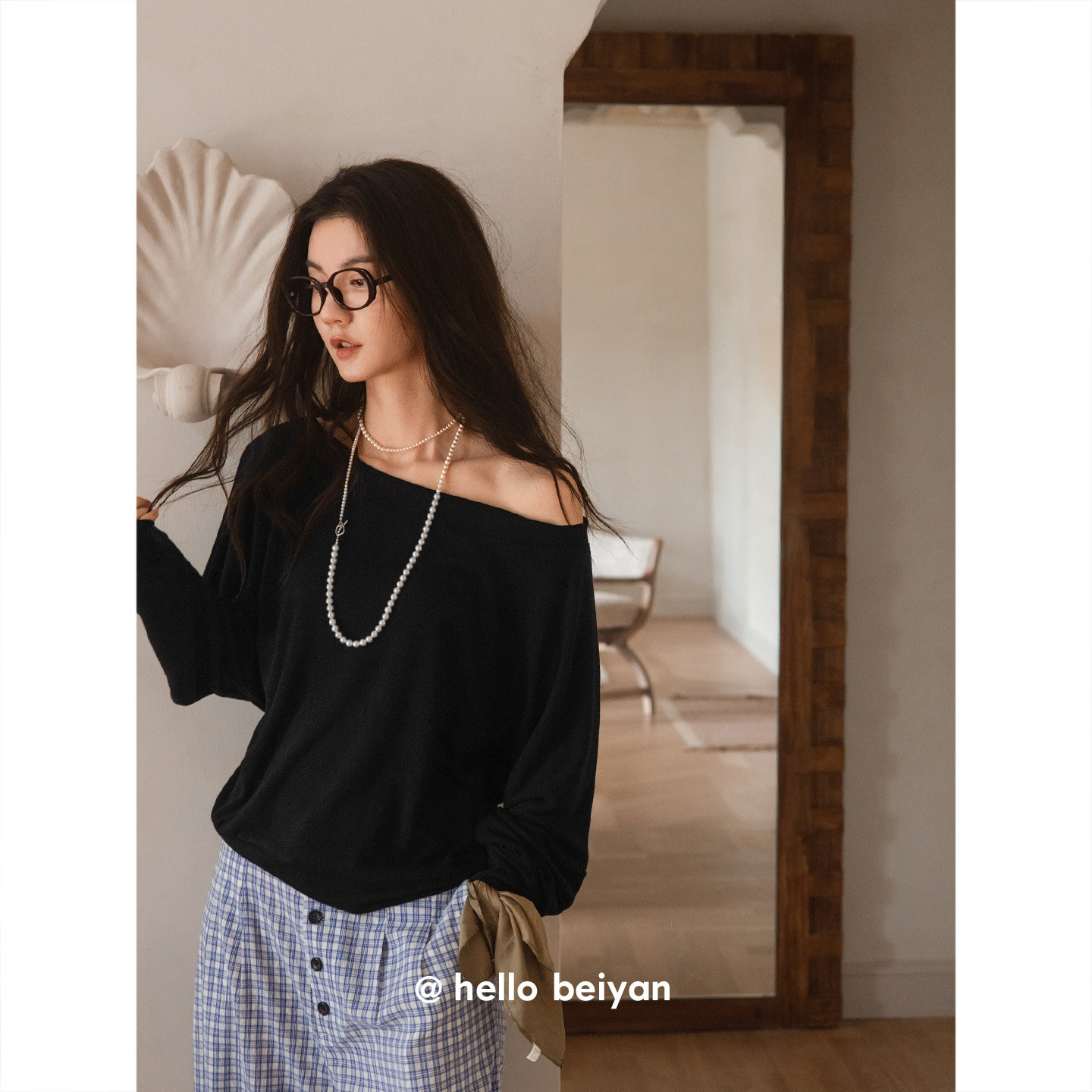 hello beiyan_松弛主义 两穿斜肩长袖睡衣女款春秋季阔腿裤家居服,淘宝优惠券,粉丝福利购,淘宝优惠卷