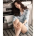 Bellow Spring Summer Cotton Ladies Pyjama Phim hoạt hình dễ thương Người phụ nữ lỏng lẻo Dịch vụ tại nhà Áo len cotton Hàn Quốc - Bộ Pajama Bộ Pajama