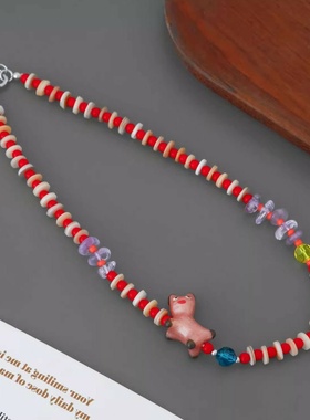 2025新款搞笑狗项链女天然石