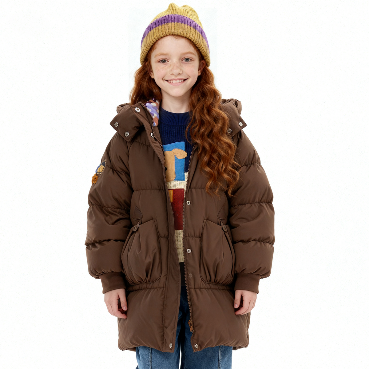 【无氟】MQD童装儿童中长款羽绒服2025冬季新款女童三防连帽外套 - 图3