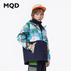 MQD童装男童风衣2024春季新款透气透湿拼接一衣三穿儿童防风外套