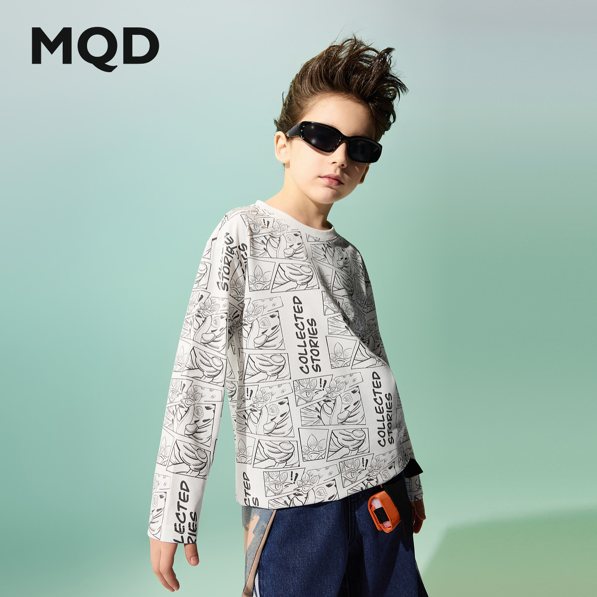 【国潮系列】MQD童装儿童打底衫男童长袖t恤2025春季新款印花上衣,淘宝优惠券,粉丝福利购,淘宝优惠卷