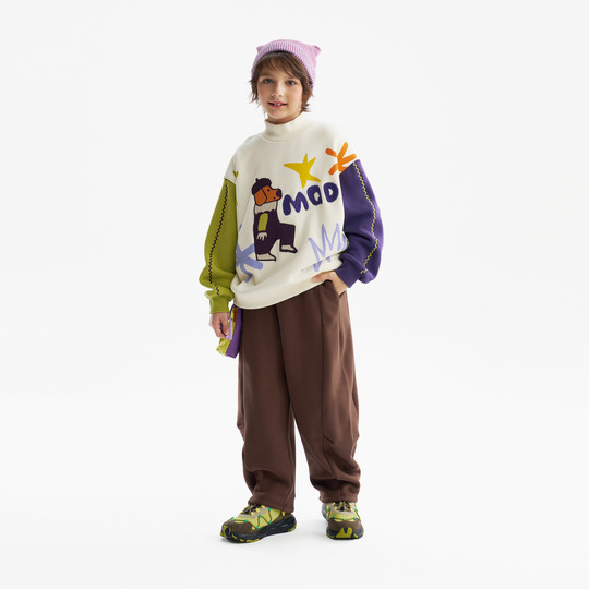 MQD Children's Clothing Children's Velvet Sports Pants 2025 Winter New Men's and Women's Same Style Thickened Warm and Versatile Casual Pants