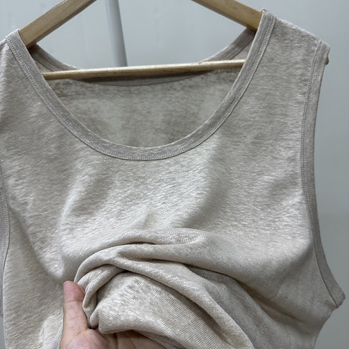 男士100%汉麻背心 纯色舒适宽松吸汗透气 学生爸爸爷爷老人内衣 - 图1