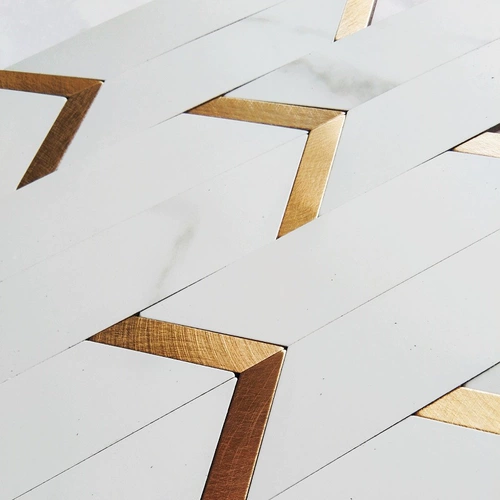 Самостоятельная северная шестиугональная кирпичная туалетная туалетная металлическая алмазная кухня мозаика белая мраморная мраморная плитка ванной комнаты