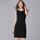 Plus size women's straight stretch classic vest little black dress