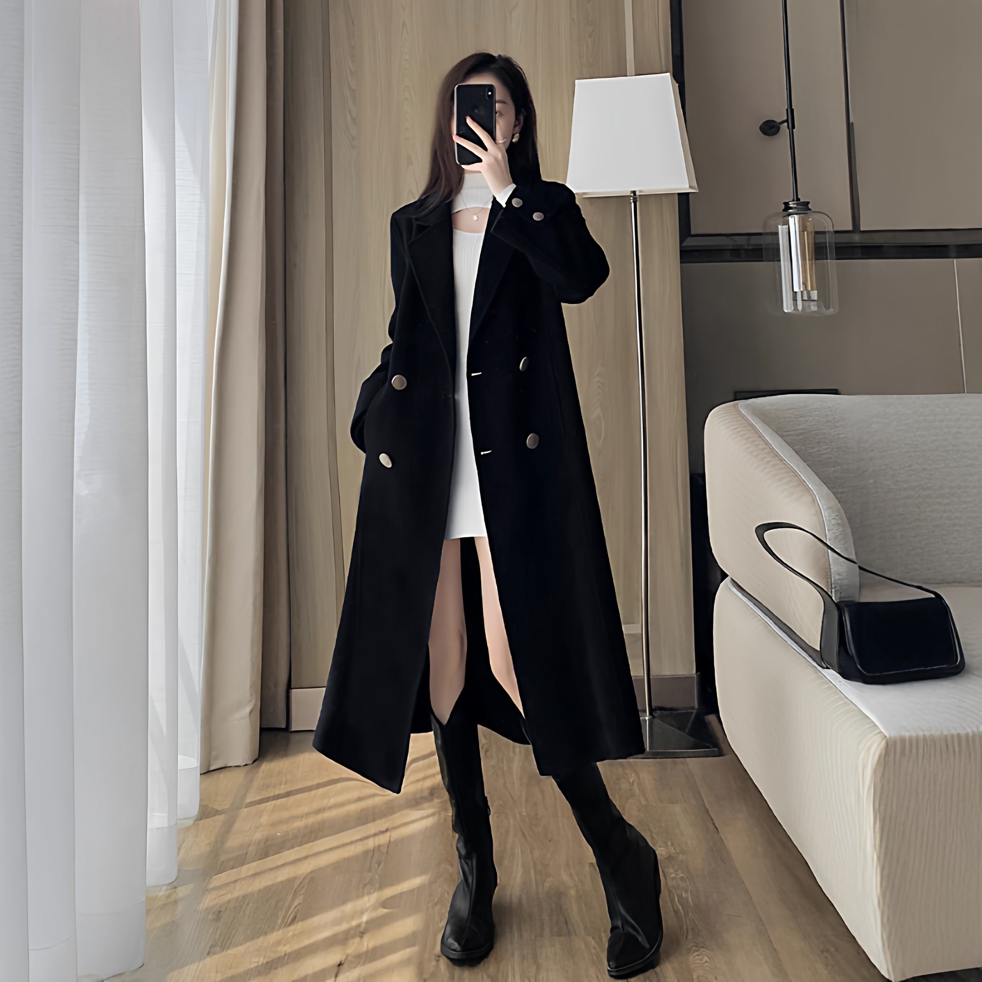 2025年秋冬新款毛呢外套中长款大码呢子大衣双排扣气质高级感外套,淘宝优惠券,粉丝福利购,淘宝优惠卷