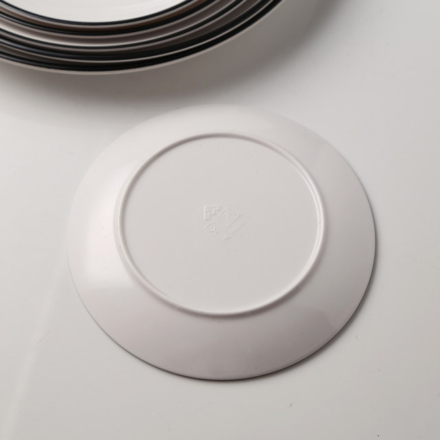 Metamine white black edge disc imitation porcelain flat disc