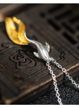 s925银简约文艺风鱼尾锁骨链