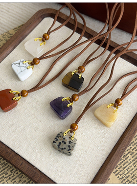 精致天然石创意手提包形状项链