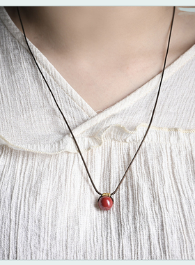 简约棉麻配饰朱砂痣锁骨链