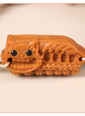 木雕刻龙猫巴士木珠单圈手链