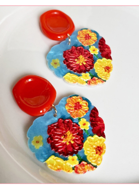 氛围感复古油画风花海耳坠