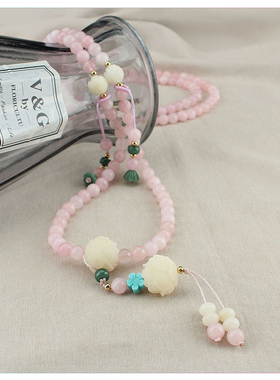 文艺淡雅菩提莲花流苏长款斜跨链