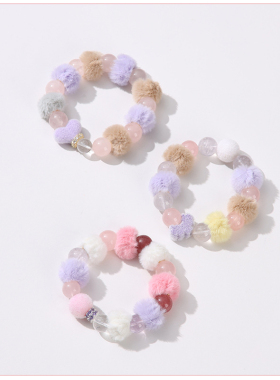多巴胺配色毛毛球混穿水晶手串