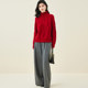 Jinju 100% sheep wool autumn and winter solid color turtleneck long sleeve lazy style twist women's cardigan