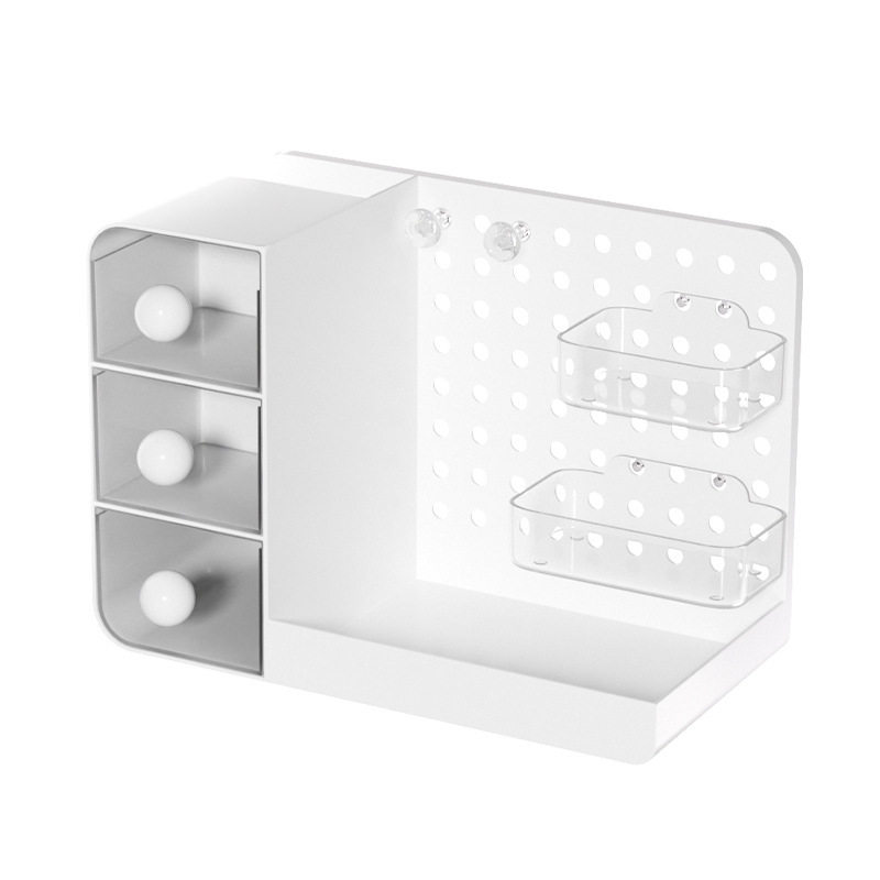 Multifunctional three-in-one desktop hole board storage box drawer storage rack office desk desk work station good stuff