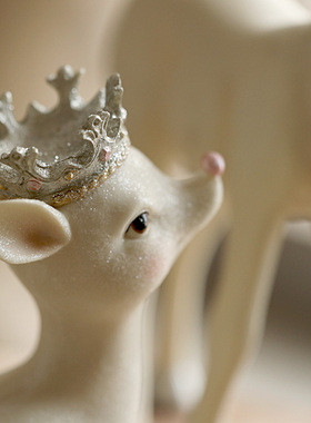 欧式白色情侣小鹿摆件情人节礼物