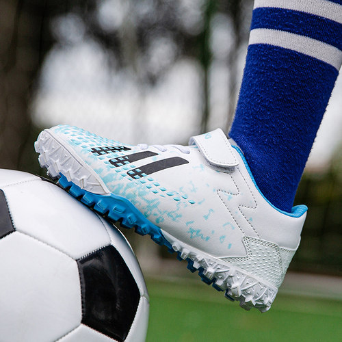 正品姆巴佩猎鹰儿童足球鞋男童小学生魔术贴tf碎钉C罗足球训练鞋 - 图1