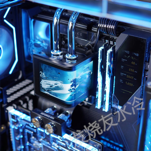 发烧友水冷|海盗船9000D 创氪TRYX CPU曲面屏定制水道板硬管水冷 - 图0
