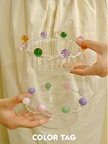 COLOR TAG Yan record original flower with dew Pearl Bowl Pearl Bowl crown cereal fruit sweet bowl salad glass bowl