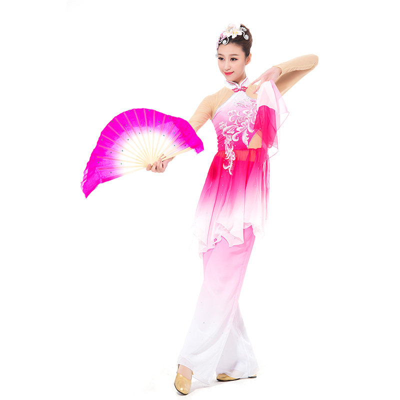 胶州秧歌古典扇子舞服经典剧目中国舞蹈演出服艺考秧歌舞台装定制_虎窝淘