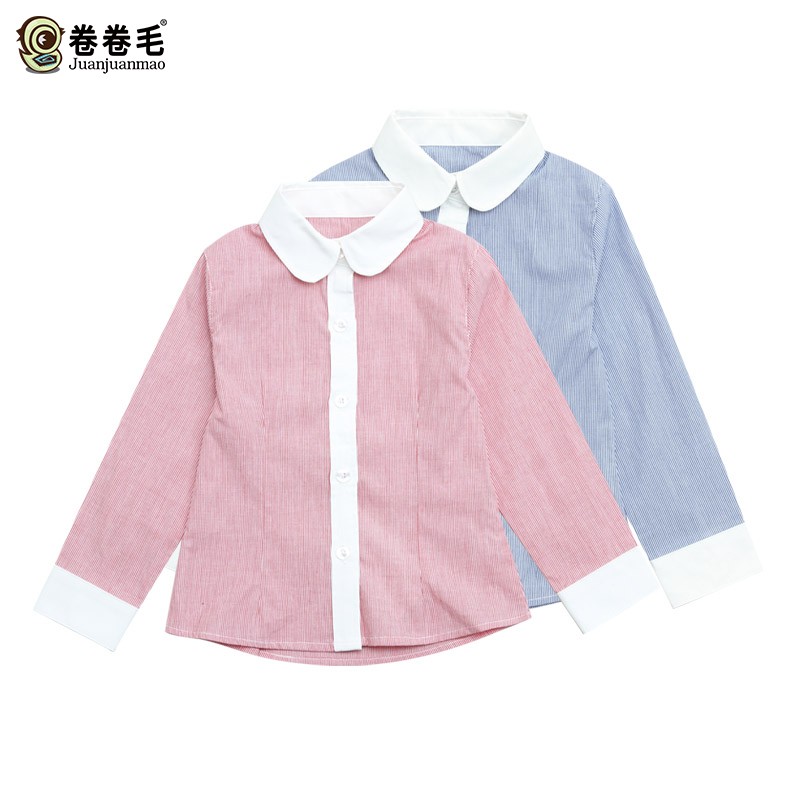 女童衬衫幼儿园园服春秋冬季英伦学院风小学生纯棉衬衣校服班服