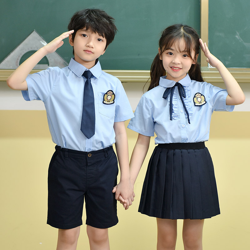 幼儿园园服套装夏季校服儿童装英伦学院风白衬衫毕业服小学生班服