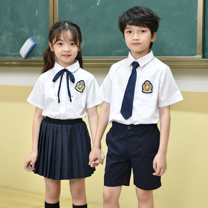 幼儿园园服套装夏季校服儿童装英伦学院风白衬衫毕业服小学生班服