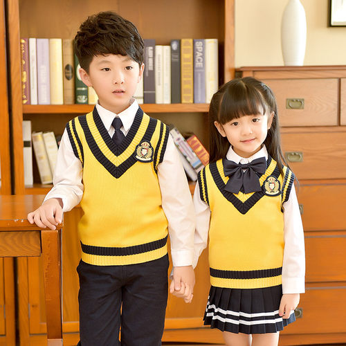 幼儿园园服春秋季英伦学院风校服男女童装毛衣老师套装小学生班服 - 图1