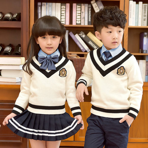 校服男女童装春秋英伦学院风纯棉毛衣套装中小学生班服幼儿园园服 - 图2