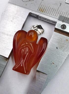 天然水晶红玛瑙雕刻天使吊坠挂件