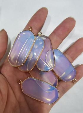 情侣天然彩莹水晶玛瑙项链吊坠