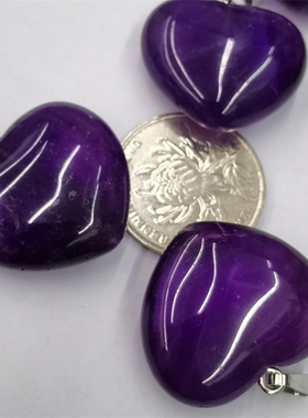 天然紫水晶心形吊坠毛衣链配件