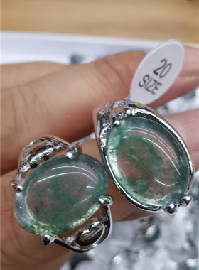 人造水草皮玛瑙宝石杂款介面情侣介指盒装金属环保合金100个/盒欧