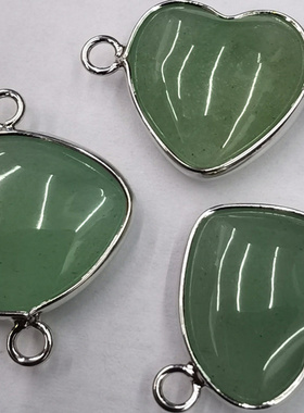 水晶爱心双吊连接器DIY饰品配件