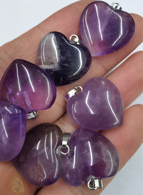 紫水晶项链吊坠心形佩戴颈饰礼物