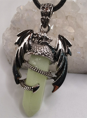 天然石六棱柱情侣项链吊坠宝石