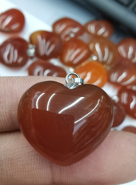 情侣条纹玛瑙项链吊坠爱心精致