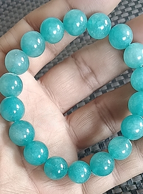 天河石手链收藏级转运珠男女款蓝绿高冰蓝色水晶宝石