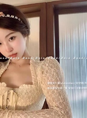 韩版ins水钻皮质蝴蝶结发箍复古