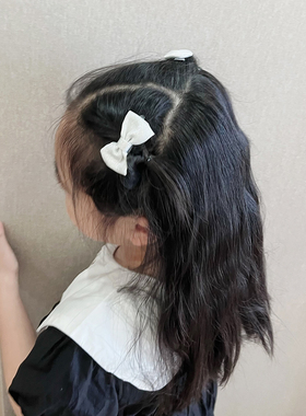 银色系甜美pu皮质蝴蝶结发夹套装女童掰掰夹发卡刘海侧边夹子发饰